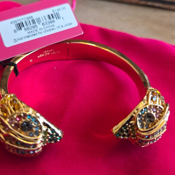 KURT GEIGER LONDON Rainbow Pavé Signature Eagle Cuff Bracelet in Gold Tone - Picture 1 of 4